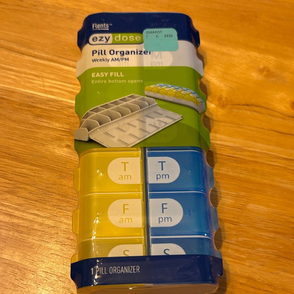 Ezy Dose Weekly AM/PM Pill Organizer - Yellow & Blue
